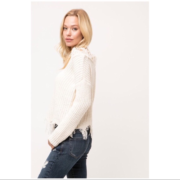 ONE LEFT!! Off The Shoulder Distressed Sweater - Picture 6 of 6